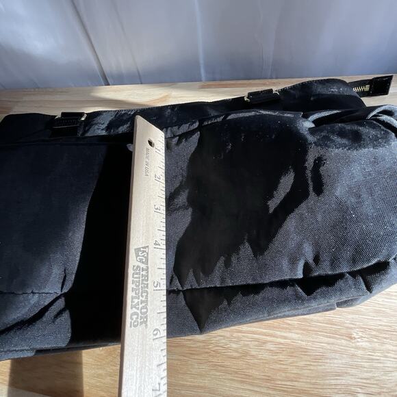 Kipling Black Nylon Tote Bag Gold Logo Patent Trim Large Shoulder Travel Work - Picture 6 of 14